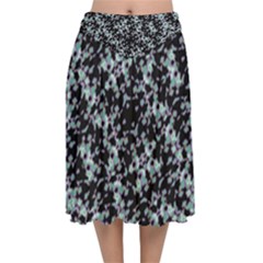 Intricate Modern Abstract Ornate Pattern Velvet Flared Midi Skirt