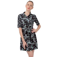 Intricate Modern Abstract Ornate Pattern Belted Shirt Dress