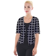 Pattern Abstrait Ronds Noir Cropped Button Cardigan by kcreatif