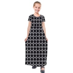 Pattern Abstrait Ronds Noir Kids  Short Sleeve Maxi Dress by kcreatif