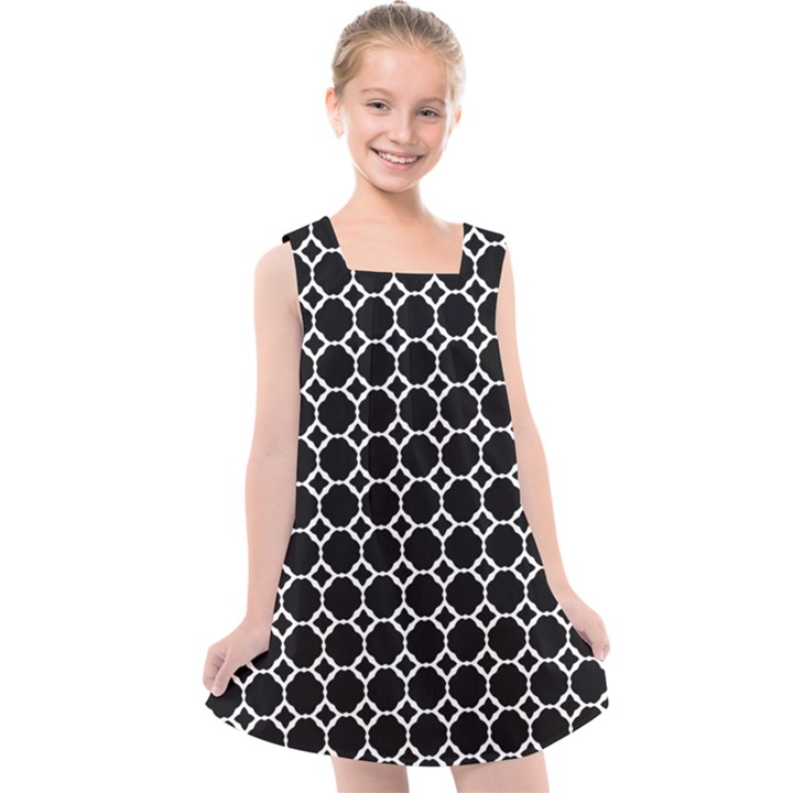 Pattern Abstrait Ronds Noir Kids  Cross Back Dress