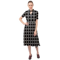 Pattern Abstrait Ronds Noir Keyhole Neckline Chiffon Dress by kcreatif