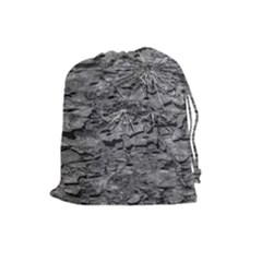 Black And White Texture Print Drawstring Pouch (large)