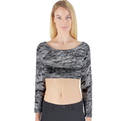 Black And White Texture Print Long Sleeve Crop Top by dflcprintsclothing