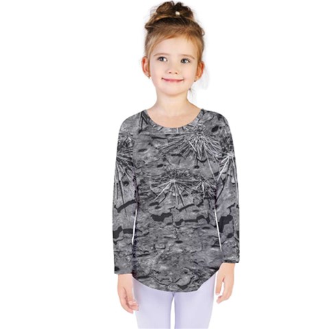 Black And White Texture Print Kids  Long Sleeve Tee by dflcprintsclothing