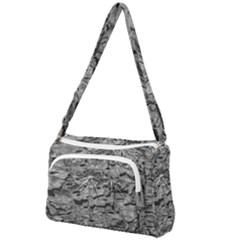 Black And White Texture Print Front Pocket Crossbody Bag by dflcprintsclothing