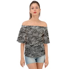 Black And White Texture Print Off Shoulder Short Sleeve Top by dflcprintsclothing