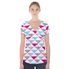 Zappwaits Triangle Short Sleeve Front Detail Top by zappwaits