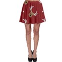 Cute reindeer head with star red background Skater Skirt View1