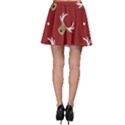 Cute reindeer head with star red background Skater Skirt View2