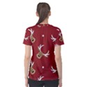 Cute reindeer head with star red background Women s Sport Mesh Tee View2