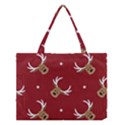 Cute reindeer head with star red background Medium Tote Bag View1