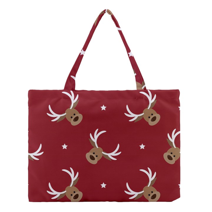 Cute reindeer head with star red background Medium Tote Bag