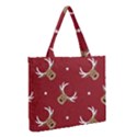 Cute reindeer head with star red background Medium Tote Bag View2