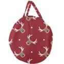 Cute reindeer head with star red background Giant Round Zipper Tote View1