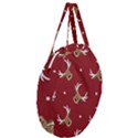 Cute reindeer head with star red background Giant Round Zipper Tote View3