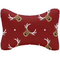 Cute Reindeer Head With Star Red Background Seat Head Rest Cushion by BangZart