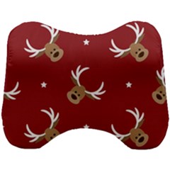 Cute Reindeer Head With Star Red Background Head Support Cushion by BangZart