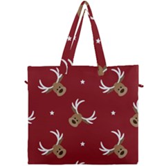 Cute Reindeer Head With Star Red Background Canvas Travel Bag by BangZart