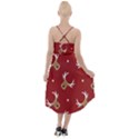 Cute reindeer head with star red background High-Low Halter Chiffon Dress  View2