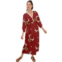 Cute reindeer head with star red background Grecian Style  Maxi Dress View1