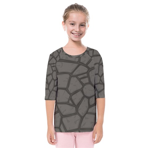 Cartoon Gray Stone Seamless Background Texture Pattern Kids  Quarter Sleeve Raglan Tee by BangZart