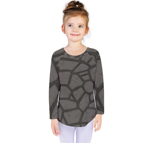 Cartoon Gray Stone Seamless Background Texture Pattern Kids  Long Sleeve Tee by BangZart