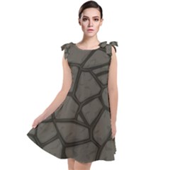 Cartoon Gray Stone Seamless Background Texture Pattern Tie Up Tunic Dress by BangZart