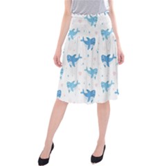 Seamless Pattern With Cute Sharks Hearts Midi Beach Skirt by BangZart