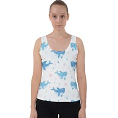 Seamless Pattern With Cute Sharks Hearts Velvet Tank Top by BangZart