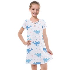 Seamless Pattern With Cute Sharks Hearts Kids  Cross Web Dress by BangZart