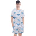 Seamless pattern with cute sharks hearts Men s Mesh Tee and Shorts Set View1