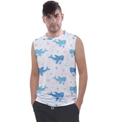 Seamless Pattern With Cute Sharks Hearts Men s Regular Tank Top by BangZart