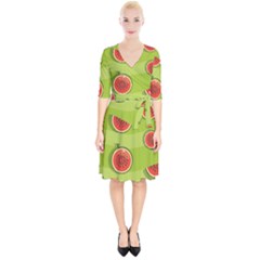 Seamless Background With Watermelon Slices Wrap Up Cocktail Dress by BangZart