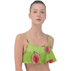 Seamless Background With Watermelon Slices Frill Bikini Top