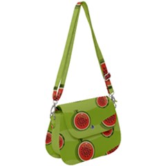 Seamless Background With Watermelon Slices Saddle Handbag