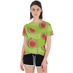 Seamless Background With Watermelon Slices Open Back Sport Tee