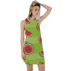 Seamless Background With Watermelon Slices Racer Back Hoodie Dress