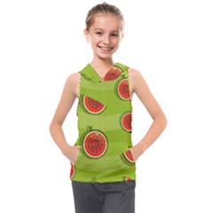 Seamless Background With Watermelon Slices Kids  Sleeveless Hoodie