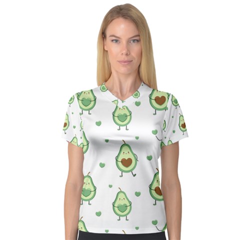 Cute Seamless Pattern With Avocado Lovers V-neck Sport Mesh Tee by BangZart