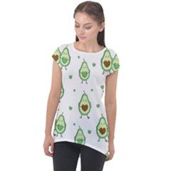 Cute Seamless Pattern With Avocado Lovers Cap Sleeve High Low Top by BangZart