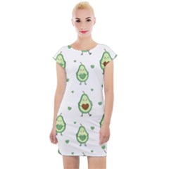 Cute Seamless Pattern With Avocado Lovers Cap Sleeve Bodycon Dress by BangZart