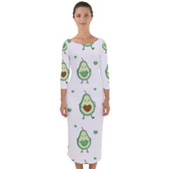 Cute Seamless Pattern With Avocado Lovers Quarter Sleeve Midi Bodycon Dress by BangZart