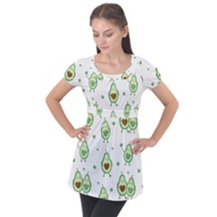 Cute Seamless Pattern With Avocado Lovers Puff Sleeve Tunic Top by BangZart