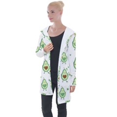 Cute Seamless Pattern With Avocado Lovers Longline Hooded Cardigan by BangZart