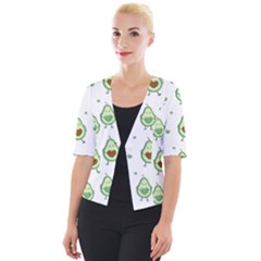 Cute Seamless Pattern With Avocado Lovers Cropped Button Cardigan by BangZart