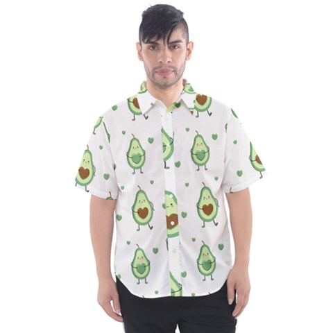 Cute Seamless Pattern With Avocado Lovers Men s Short Sleeve Shirt by BangZart