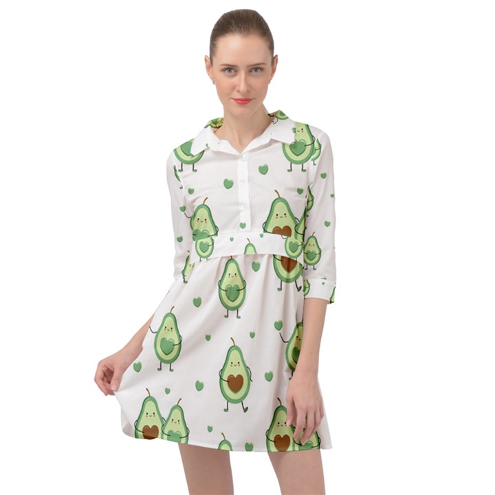 Cute seamless pattern with avocado lovers Mini Skater Shirt Dress