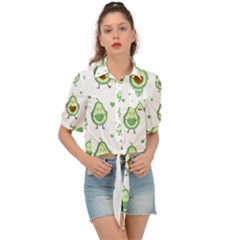 Cute Seamless Pattern With Avocado Lovers Tie Front Shirt  by BangZart