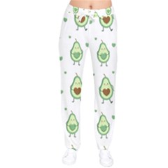 Cute Seamless Pattern With Avocado Lovers Women Velvet Drawstring Pants